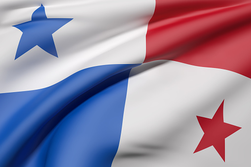 3d rendering of Republic of Panama flag waving