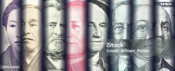 Portraits Images Faces Of Famous Leader On Banknotes Stock Photo - Download Image Now