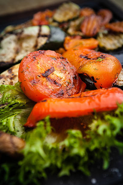 istock Grilled vegetables, baked in coal oven 589554538