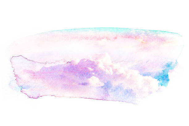 istock Watercolor illustration of sky with cloud. 589554774