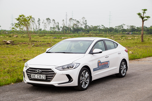 Hanoi, Vietnam - Aug 11, 2016: Hyundai Elantra all new 2016 car on the test drive in Vietnam.