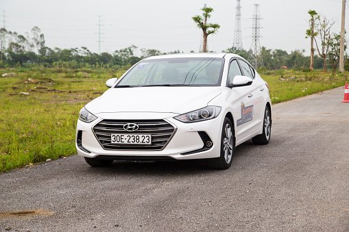 Hanoi, Vietnam - Aug 11, 2016: Hyundai Elantra all new 2016 car on the test drive in Vietnam.