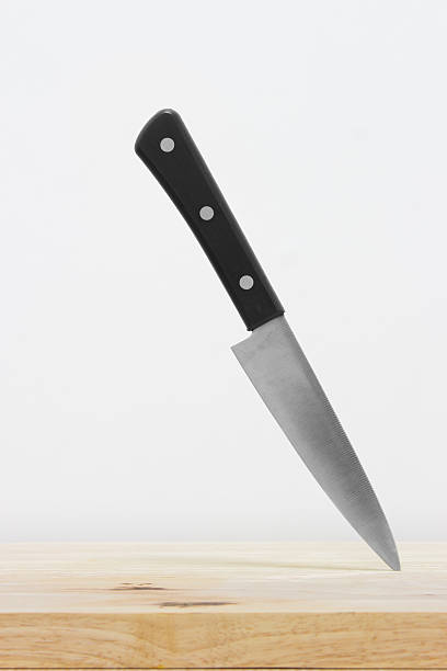istock Knife on the cutting board with white background 589556622