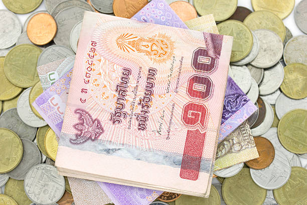 istock Thai Baht Coins background. Thailand money 589557282