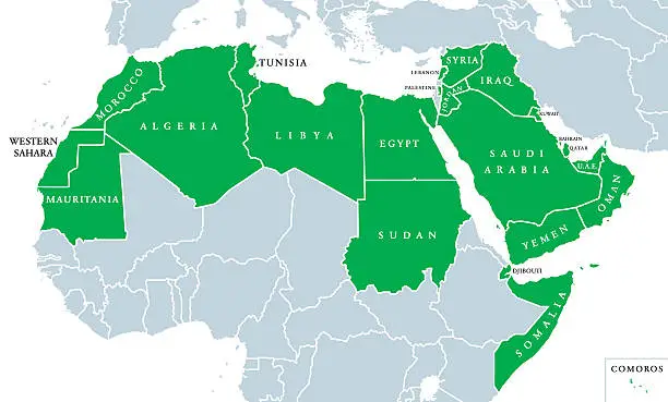 Vector illustration of Arab World political map