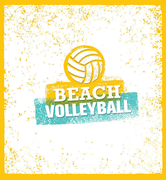 illustrations, cliparts, dessins animés et icônes de beach-volley créatif grunge sport sign concept - beach volleying ball playing