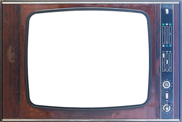 istock antique retro wooden tv-set frame isolated on white background 589560500