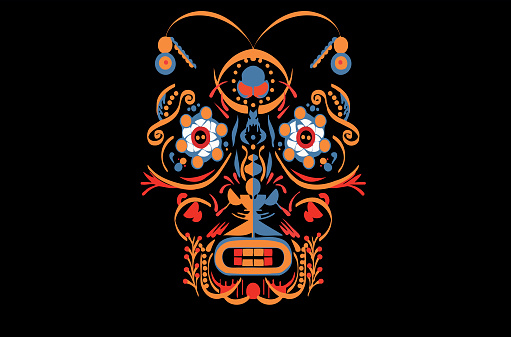 Symmetrical Pattern Mask Colored Symmetrical Pattern Of Lines Elements Form Fancy Mask Stock ...