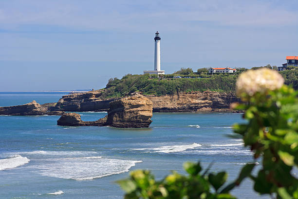 istock Cote d'Argent - The main beach of Biarritz with lighthouse 589561402