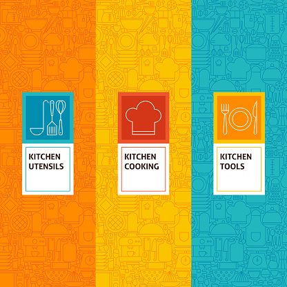 Cookink Pattern Line Kitchen Cooking Patterns Set Stock Illustration - Download Image ...