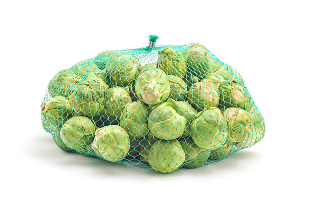 brussel cabbage bag stock photo