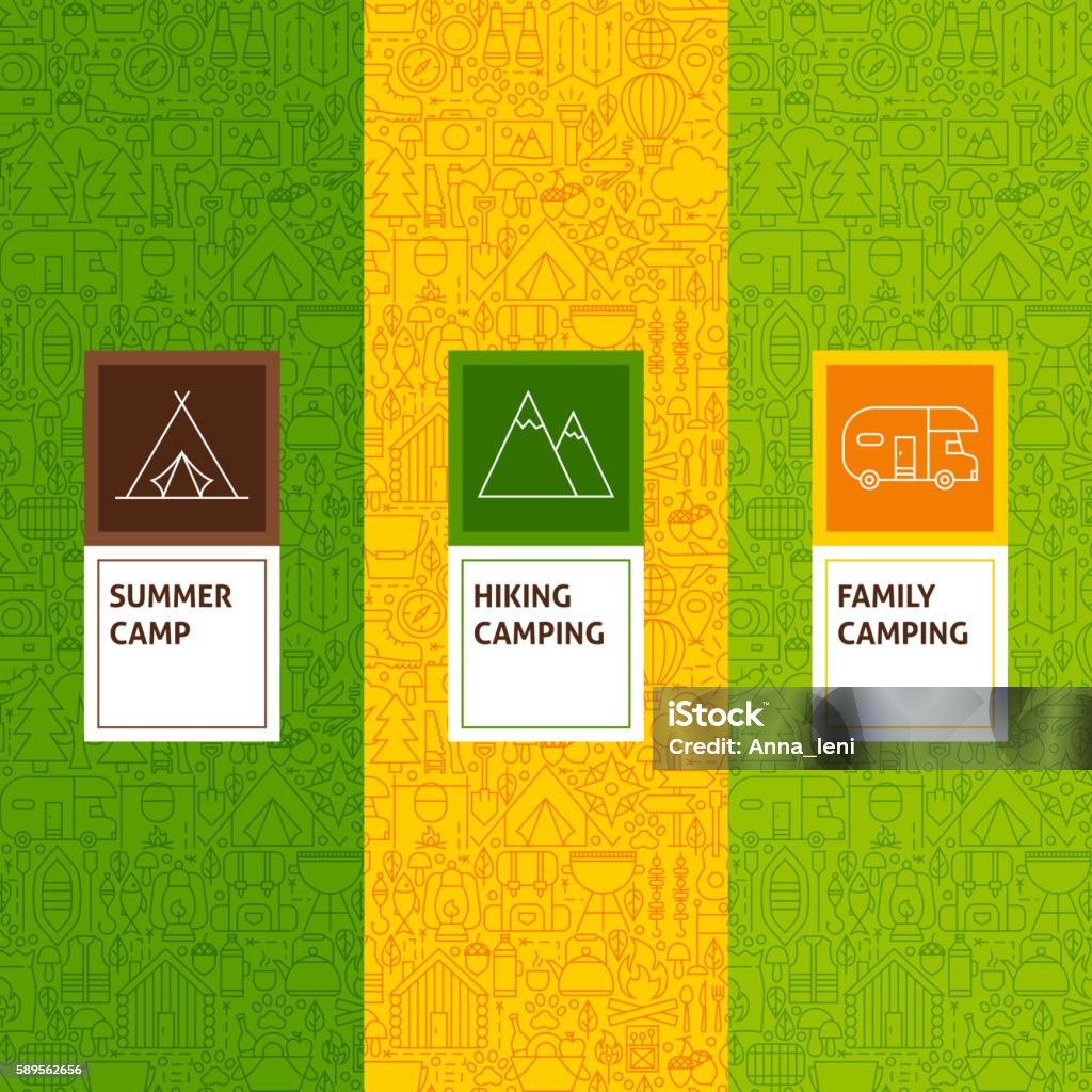 Camp Pattern Types Line Camping Patterns Set Stock Illustration - Download Image Now ...