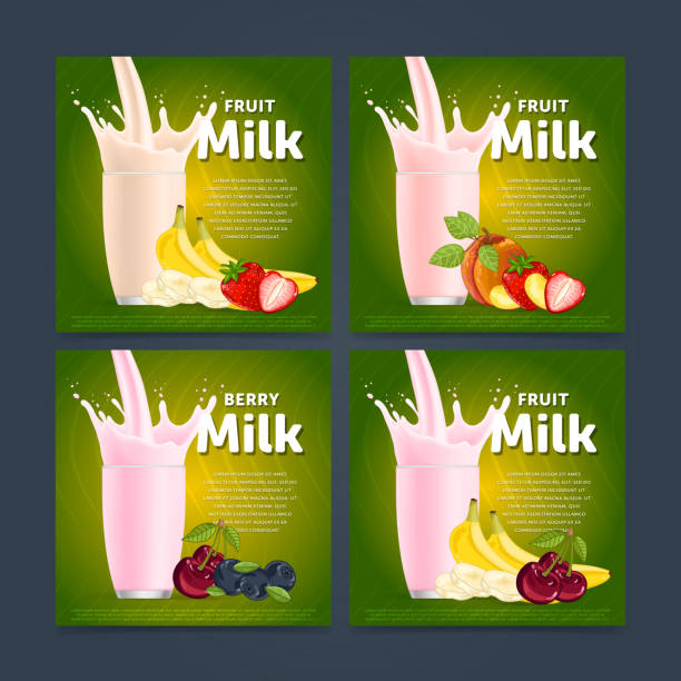 stockillustraties, clipart, cartoons en iconen met fruit mix sweet milkshake dessert cocktail - dropped ice cream