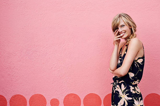 Beautiful woman on pink
