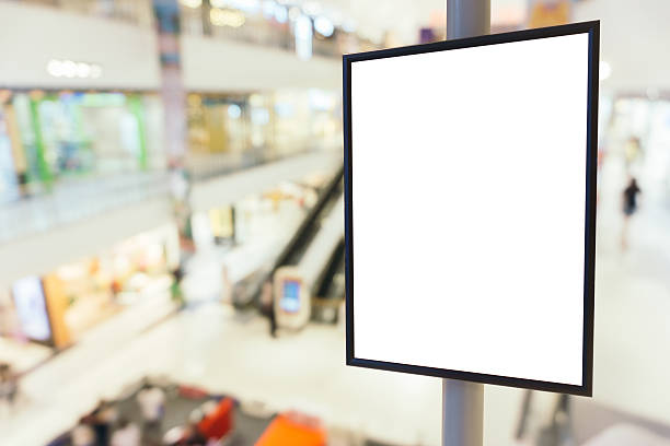 istock Blank sign for your text message in modern shopping mall. 589564886