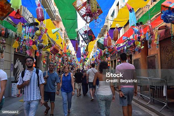 Fiesta Mayor De Gracia Barcelona Stock Photo - Download Image Now - Gracia Baur, Spain, Traditional Festival