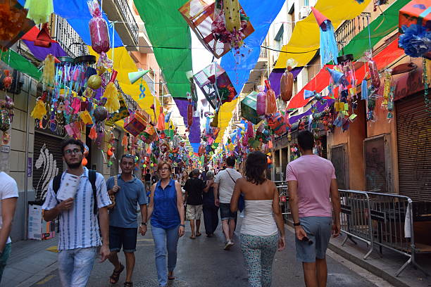 fiesta mayor de gracia, barcelona - gracia zdjęcia i obrazy z banku zdjęć