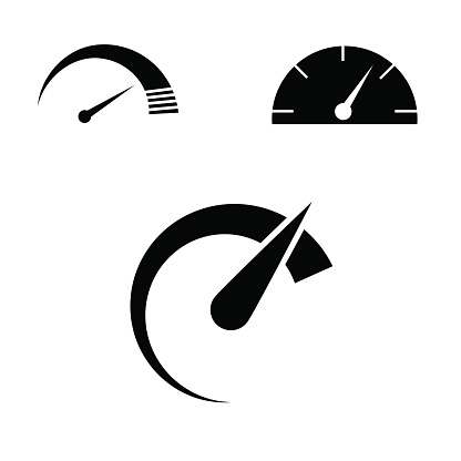 Vector art: speed icon set isolated on white background.
