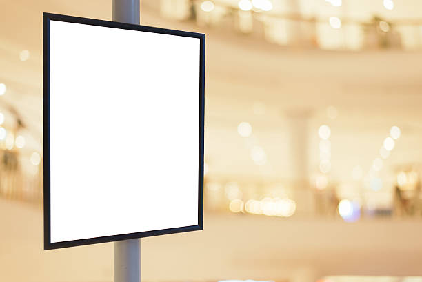 istock Blank sign for your text message in modern shopping mall. 589567316