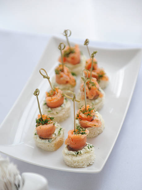 istock Canapes with salmon and bread 589569622