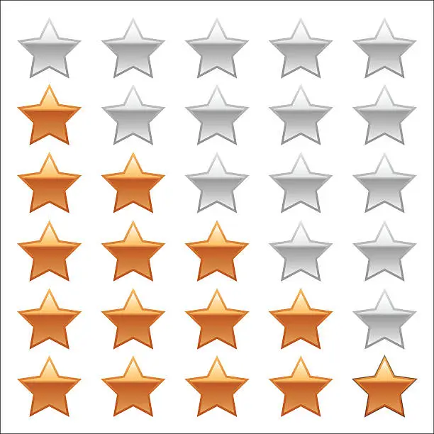 Vector illustration of Ratings Stars on white background. Adobe illustrator