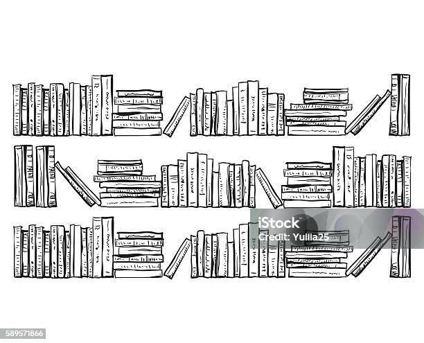 Bookcase With Lots Of Books Stock Illustration - Download Image Now - Bookshelf, Vector, Archives