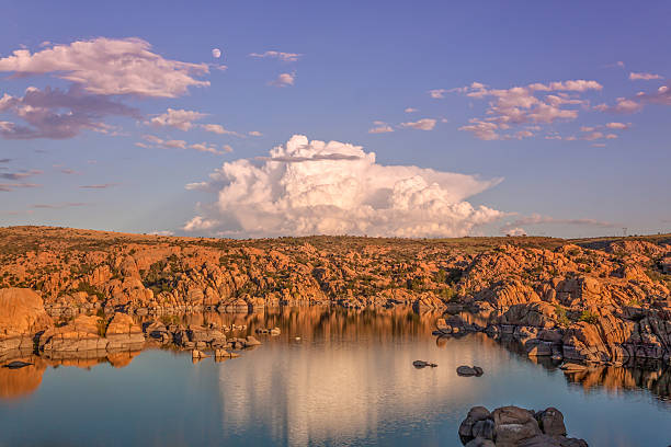 istock Storm and Moon at Watson lake 589573376