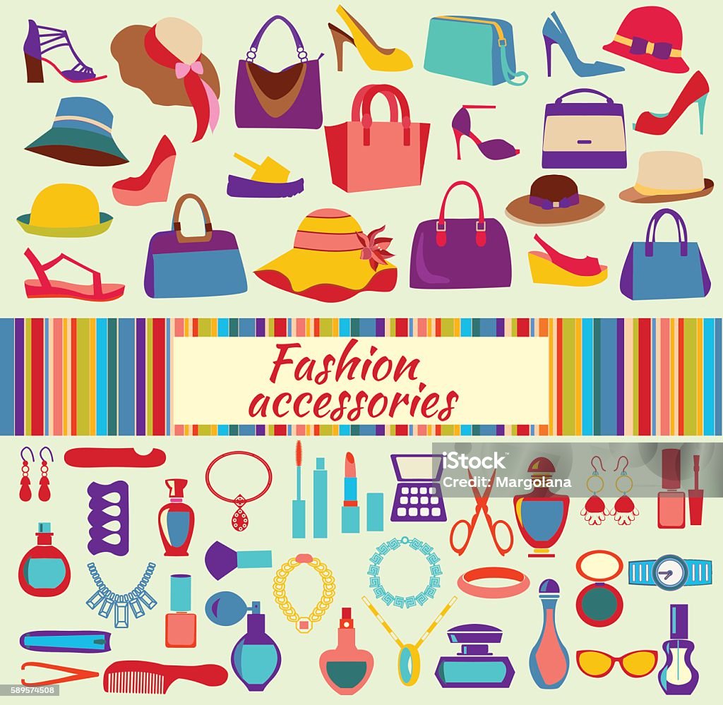 Fashion Shopping Background With Women Shoes Bags And Accessories