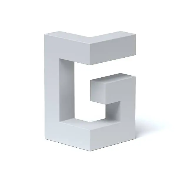 Isometric font letter G 3d rendering