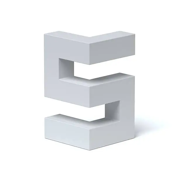 Isometric font letter S 3d rendering