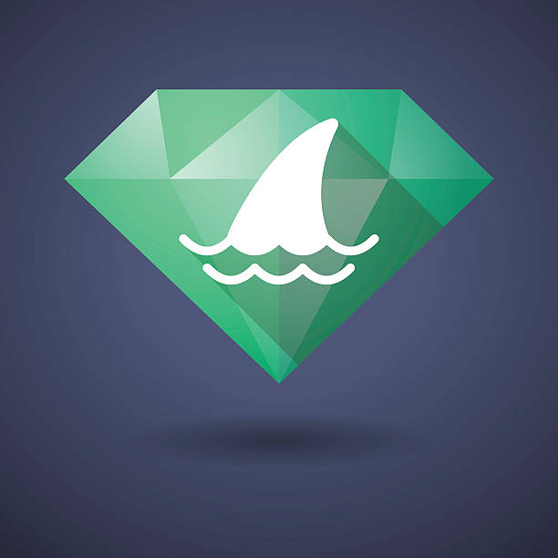 illustrazioni stock, clip art, cartoni animati e icone di tendenza di icona di diamante con pinna di squalo - spinarolo