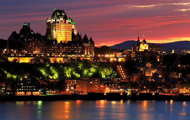 istock Quebec City skyline at dusk and Saint Lawrence River, Canada 589576598