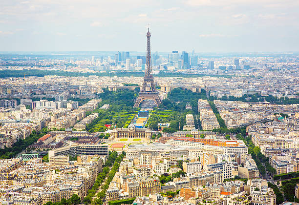 istock Panorama aerial View on Eiffel Tower in Paris 589579658