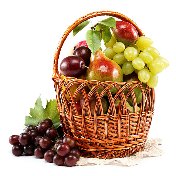 istock Fresh fruits in a basket. Set of different. 589581144