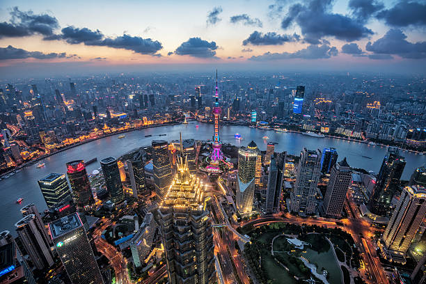 istock Night view of Shanghai City 589581392