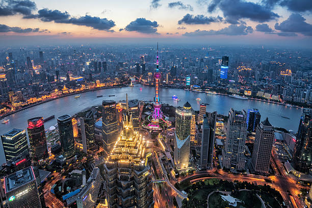 istock Night view of Shanghai City 589581594