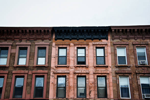 브라운스톤 c.1880의 아파트 건물, 파크 슬로프, 브루클린, 뉴욕 - brooklyn brownstone new york city row house 뉴스 사진 이미지