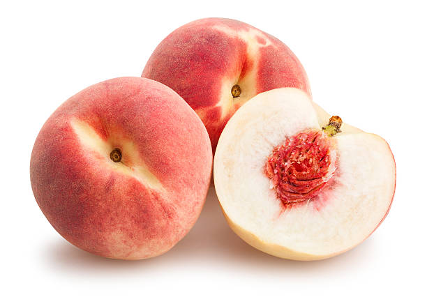 sliced white peach stock photo