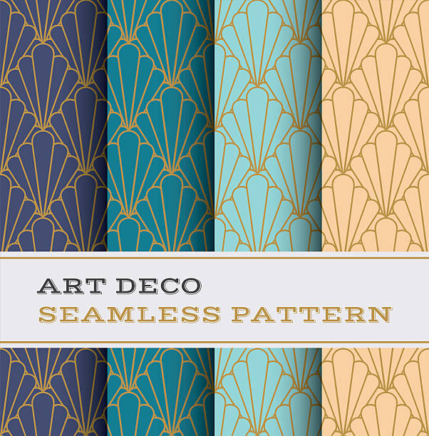 Art Deco seamless pattern 11 Art Deco seamless pattern with 4 colours background 1930s style stock illustrations