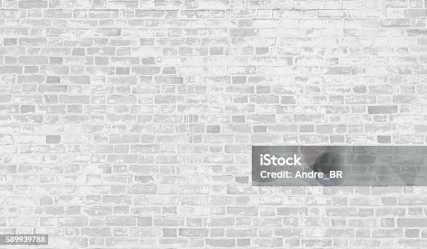 Faded White Brick Wall Background Stock Photo - Download Image Now - Brick, White Color, Brick Wall