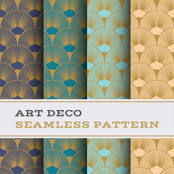 Art Deco seamless pattern 15 Art Deco seamless pattern with 4 colours background gatsby stock illustrations
