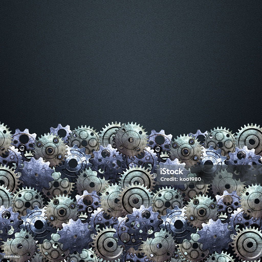 gear on the carbon metallic wall. home decoration. gear on the blue carbon metallic wall. 3d illustration. material design. Backgrounds Stock Photo