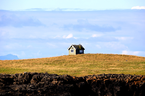 A small house on a small island in Iceland