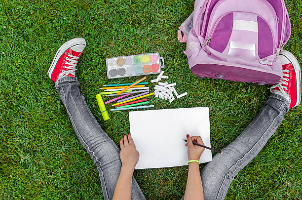 view from up on school supplies