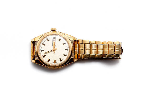 istock Old gold wrist watch 589947834