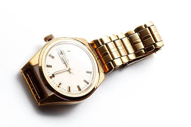 istock Old gold wrist watch 589947888