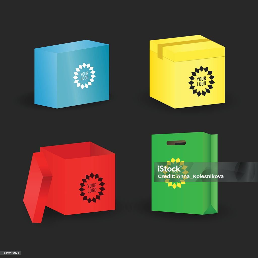 Box Package Graphics Box And Package Set Vector Illustration Stock Illustration - Download ...