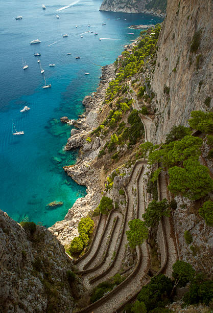 istock View on Krupp road from Augustus Gardens, Capri, Italy 589949736