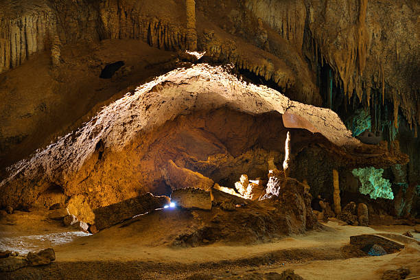 istock Grotto inside of beautiful dark cave 589949780