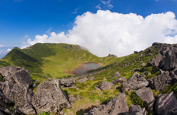 Hallasan volcano crater on Jeju Island in South Korea. Hallasan volcano crater on Jeju Island in South Korea. jeju city stock pictures, royalty-free photos & images